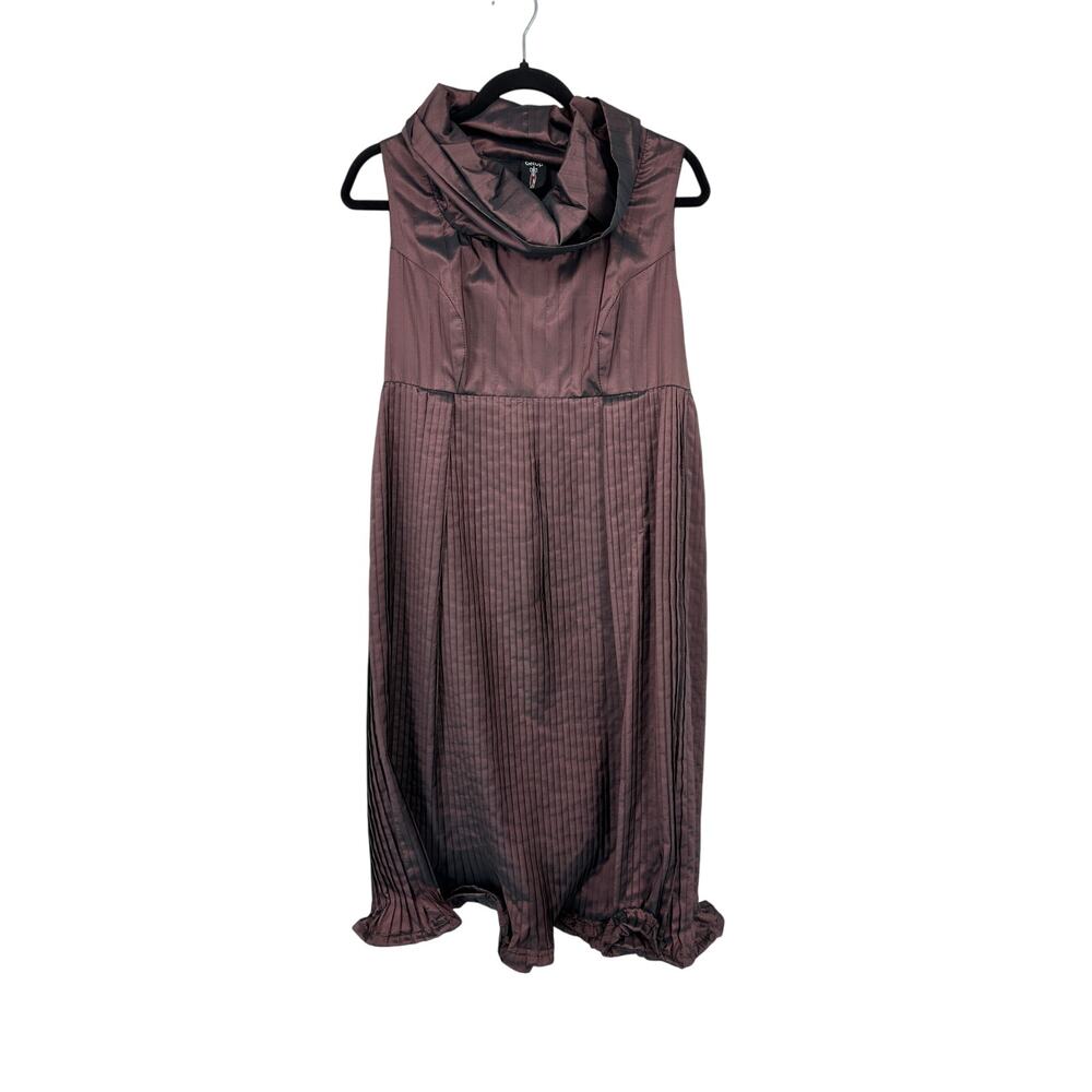 Get Up Custom Made Formal Dress Womens Sz S Maroon Cowl Neck Pleated Wire Hem